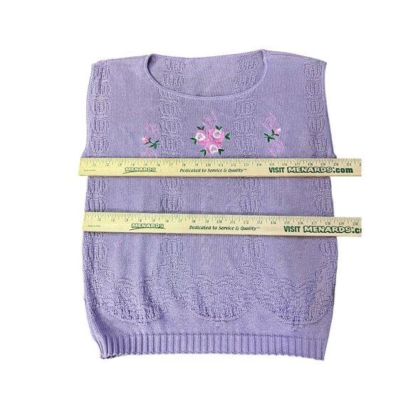 Vintage JC Penney Sweater Womens M/L Purple Knit Floral Embroidered USA - Picture 6 of 10